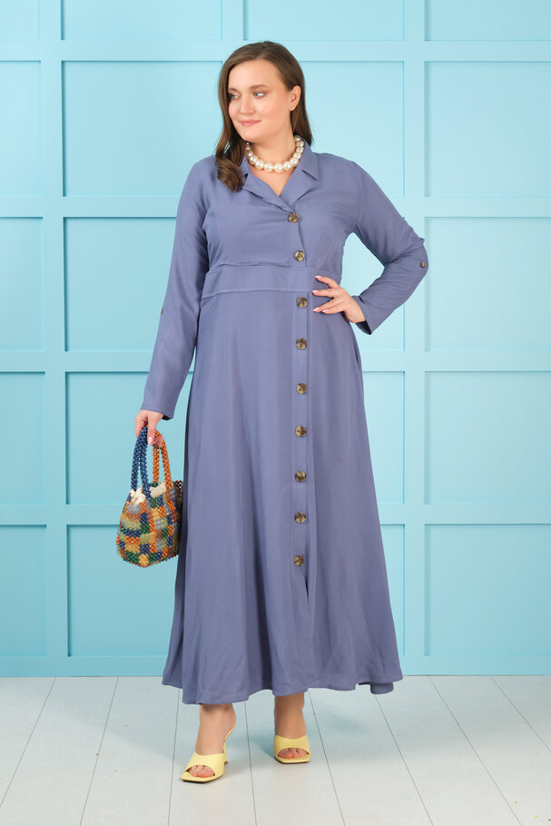 LAPEL COLLAR LONG DRESS