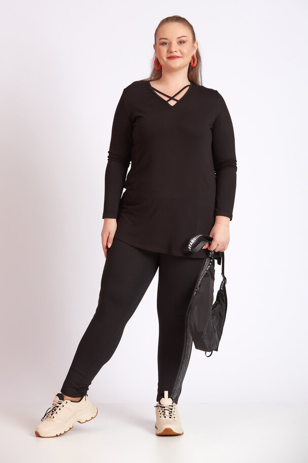 LEGGINGS WITH LEATHER DETAIL