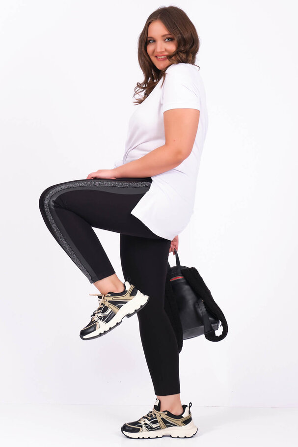 LEGGINGS WITH LEATHER DETAIL