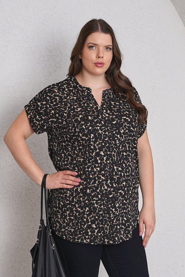 LEOPAR DESENLİ PİLELİ BLUZ