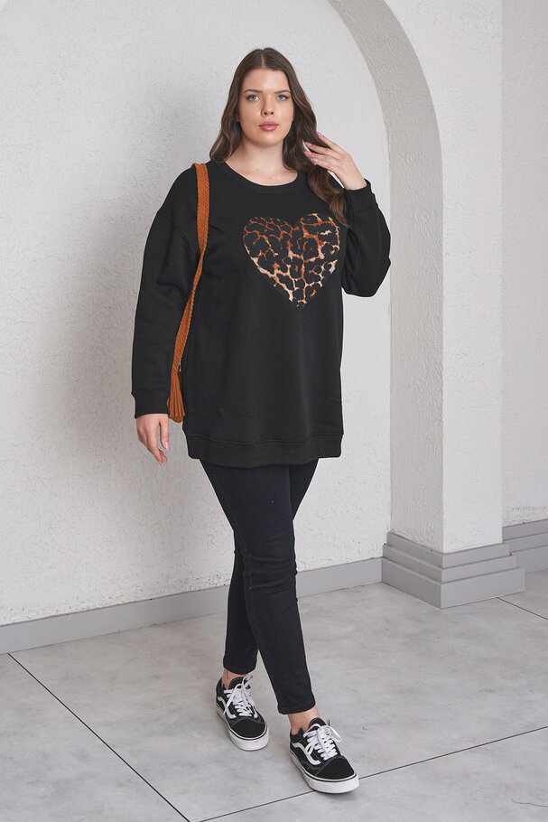 LEOPAR KALP BASKILI SWEATSHIRT