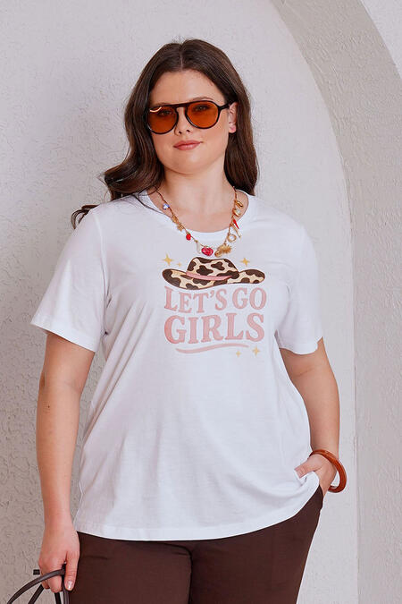54013 - LET'S GO GIRLS BASKILI PAMUK TİŞÖRT