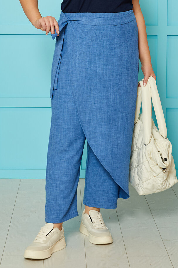 LINEN TEXTURED PAREO-STYLE TROUSERS