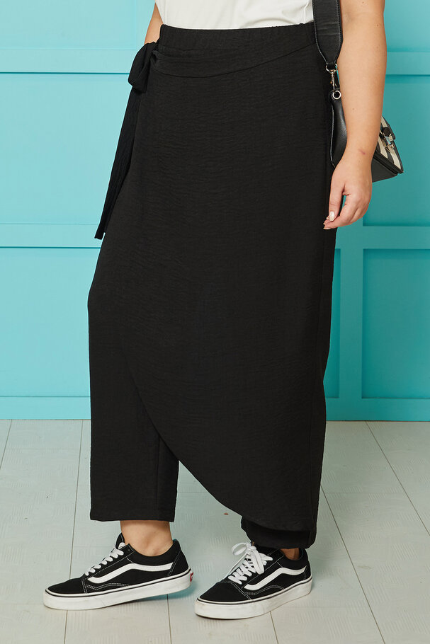 LINEN TEXTURED PAREO-STYLE TROUSERS