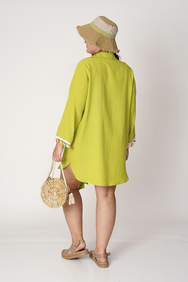 LINEN TEXTURED PAREO WITH BEADED CUFFS