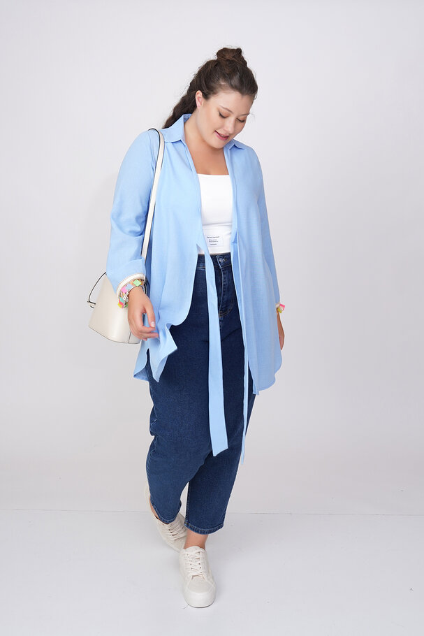 LINEN TEXTURED PAREO WITH BEADED CUFFS