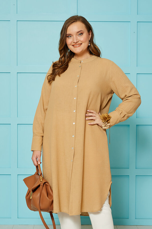 LINEN TEXTURED TUNIC SHIRT