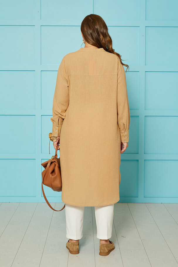 LINEN TEXTURED TUNIC SHIRT