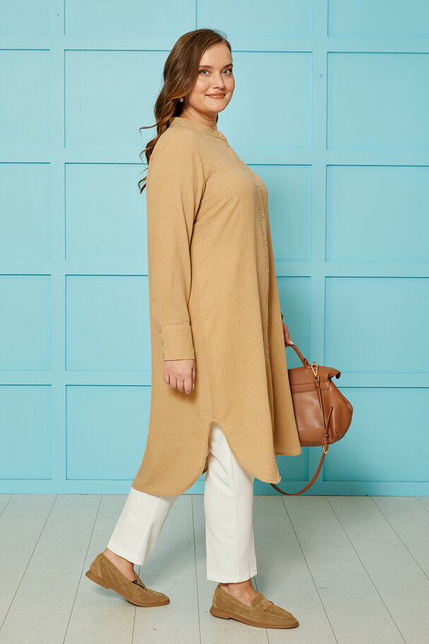 LINEN TEXTURED TUNIC SHIRT