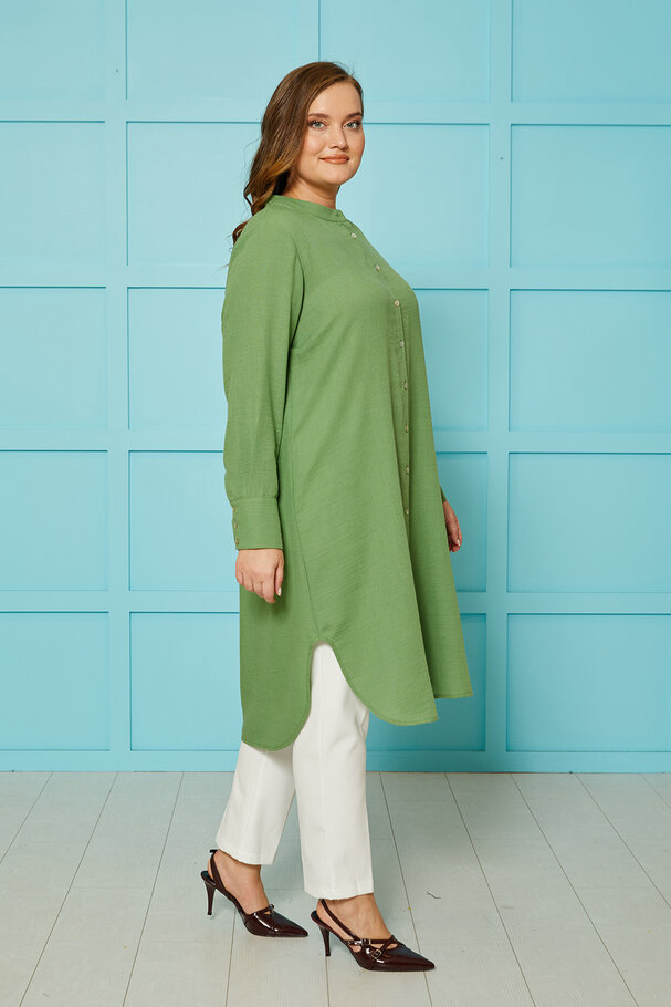 LINEN TEXTURED TUNIC SHIRT