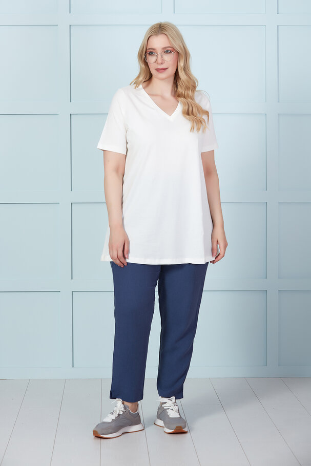 LINEN TROUSERS WITH ELASTIC WAIST-BAND