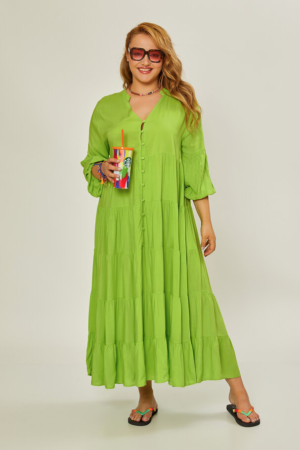 LONG PANELLED VISCOSE DRESS