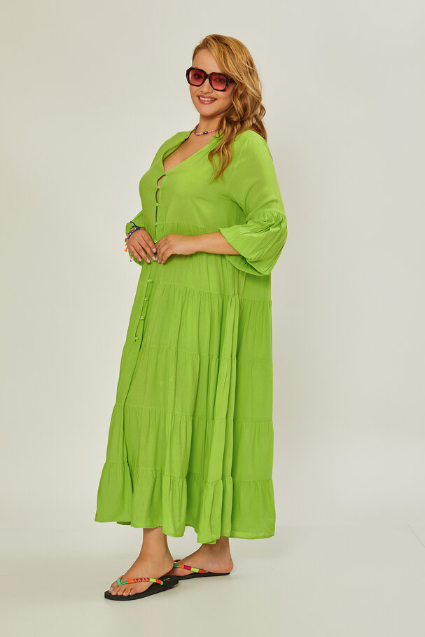 LONG PANELLED VISCOSE DRESS
