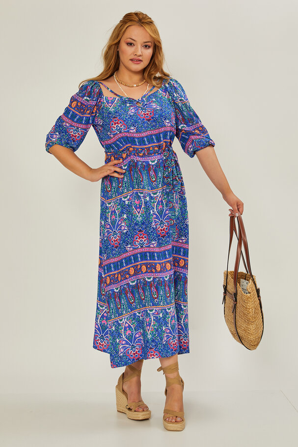 LONG VISCOSE PRINTED DRESS