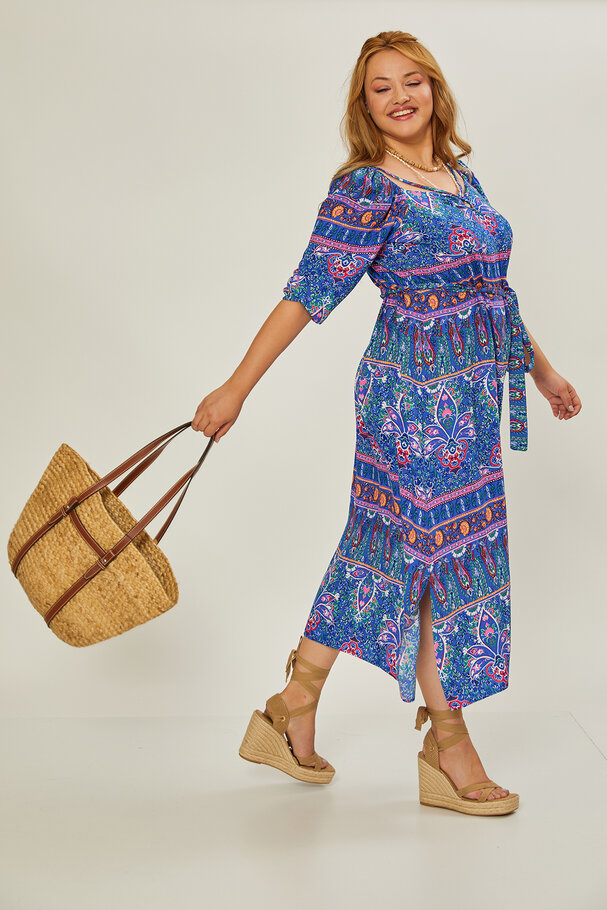 LONG VISCOSE PRINTED DRESS