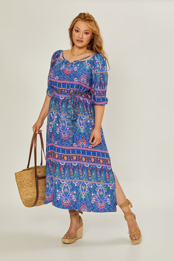 LONG VISCOSE PRINTED DRESS