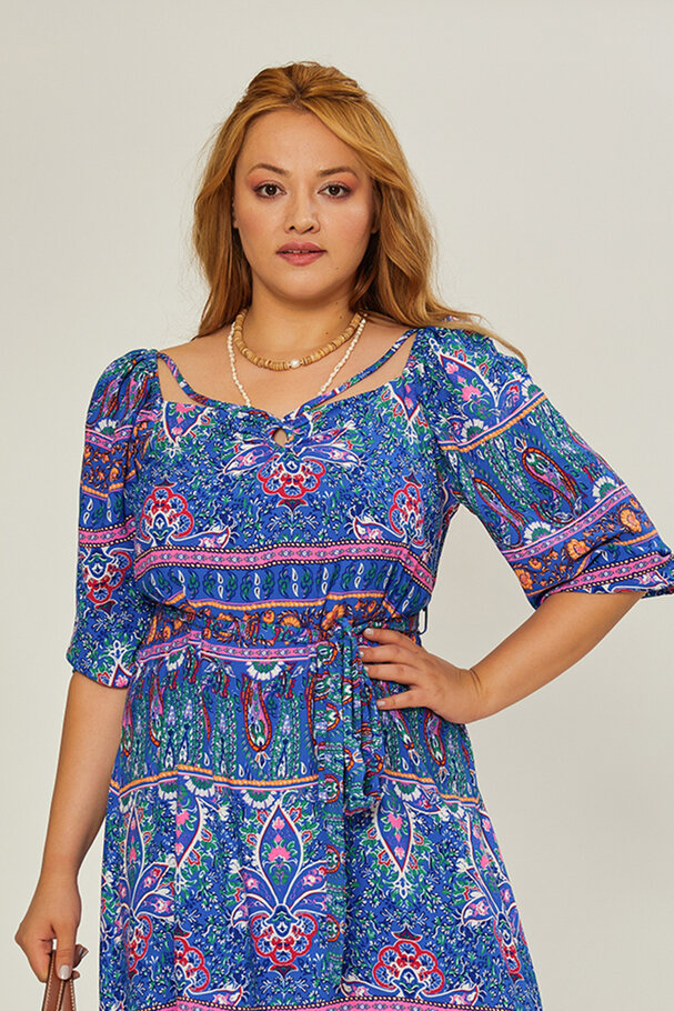 LONG VISCOSE PRINTED DRESS