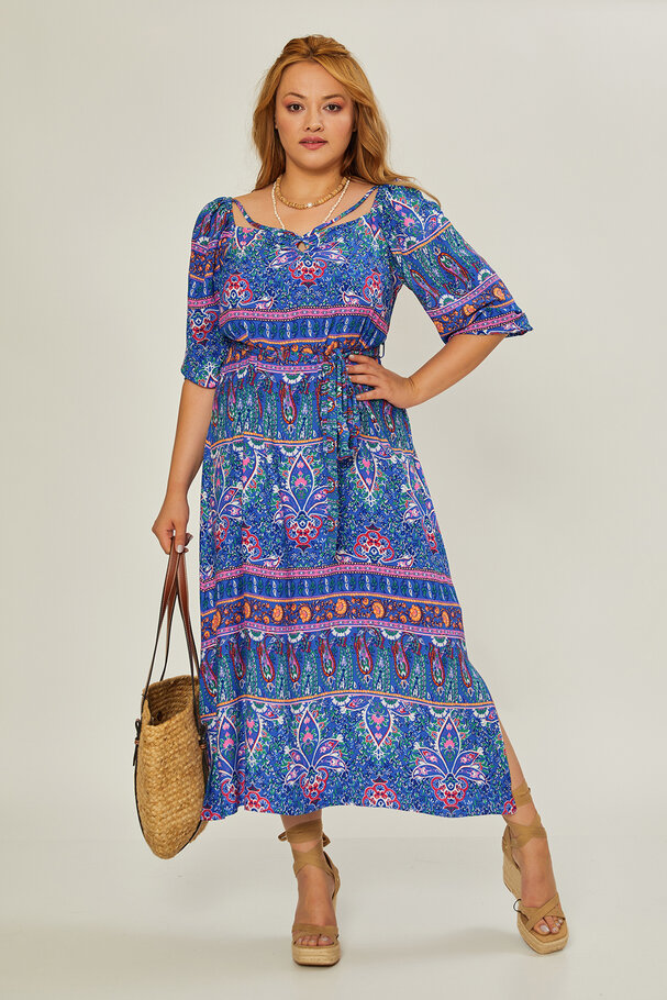 LONG VISCOSE PRINTED DRESS