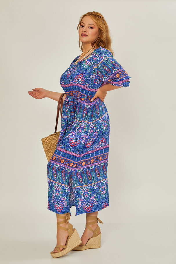 LONG VISCOSE PRINTED DRESS