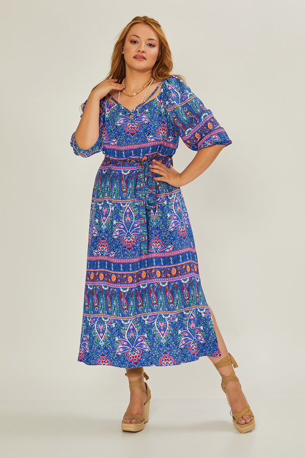 LONG VISCOSE PRINTED DRESS