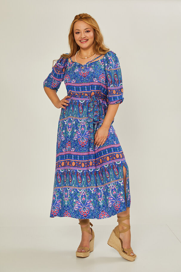 LONG VISCOSE PRINTED DRESS