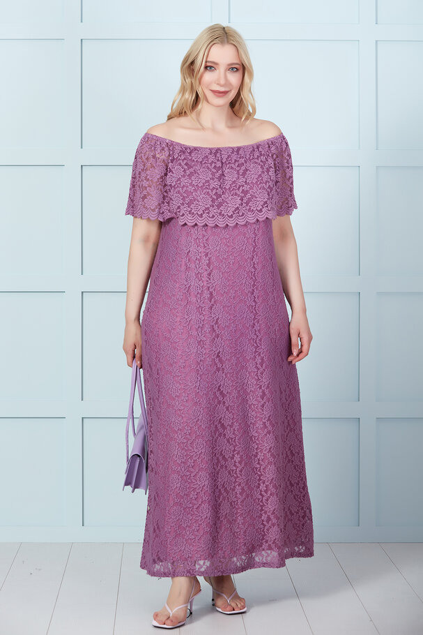MADONNA COLLAR LACE LONG DRESS