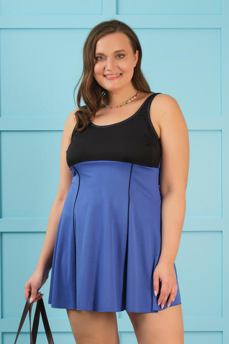 52902 - İKİ RENKLİ ELBİSE MAYO