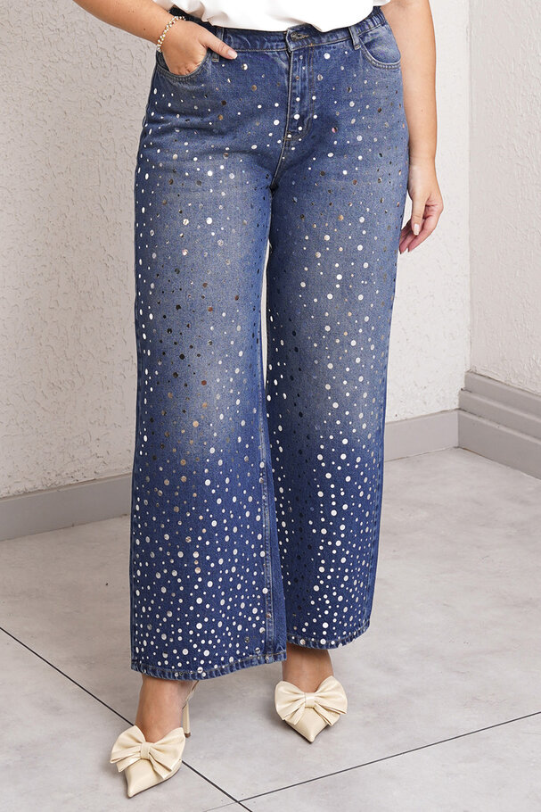 MIRROR-EMBROIDERED STRAIGHT-LEG JEANS