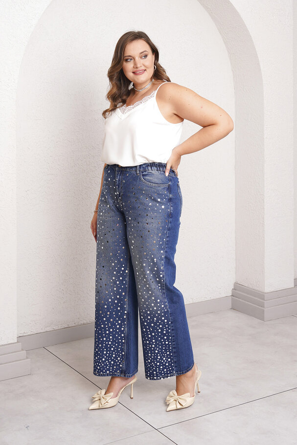 MIRROR-EMBROIDERED STRAIGHT-LEG JEANS