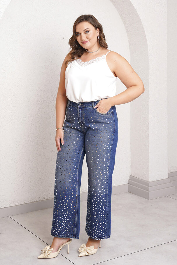 MIRROR-EMBROIDERED STRAIGHT-LEG JEANS