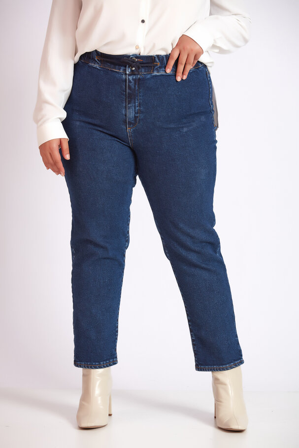 MOM JEANS WITH ELASTIC WAISTBAND