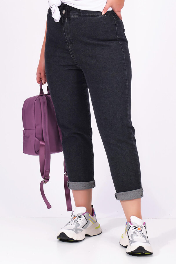 MOM JEANS WITH ELASTIC WAISTBAND