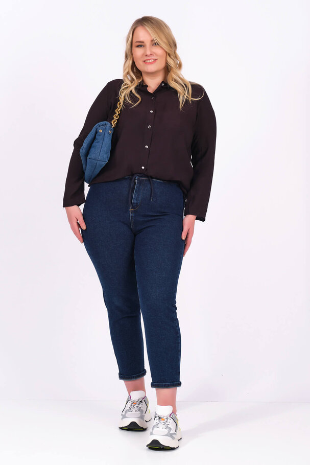 MOM JEANS WITH ELASTIC WAISTBAND