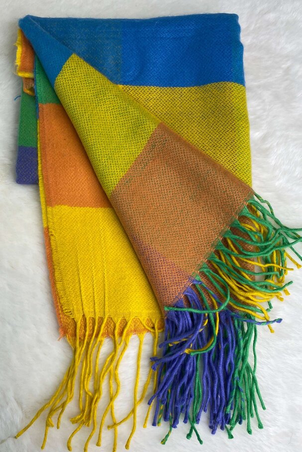 MULTICOLOURED CHECK SOFT SCARF