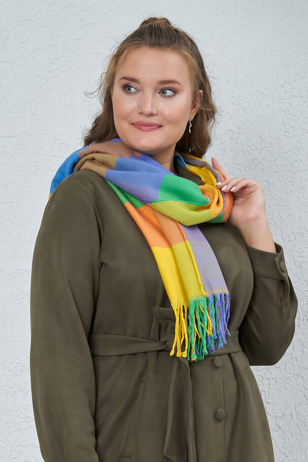 MULTICOLOURED CHECK SOFT SCARF