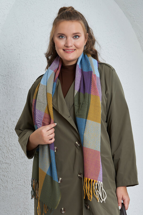 MULTICOLOURED CHECK SOFT SCARF