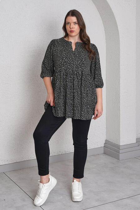 Büyük Moda - NOKTA DESENLİ BLUZ (1)
