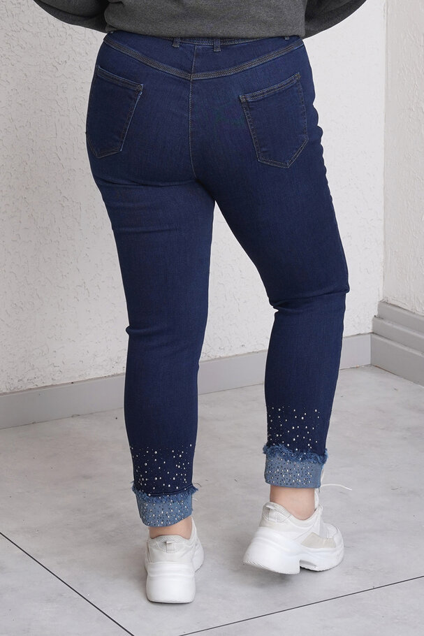 PAÇASI TAŞ DETAYLI LİKRALI PANTOLON