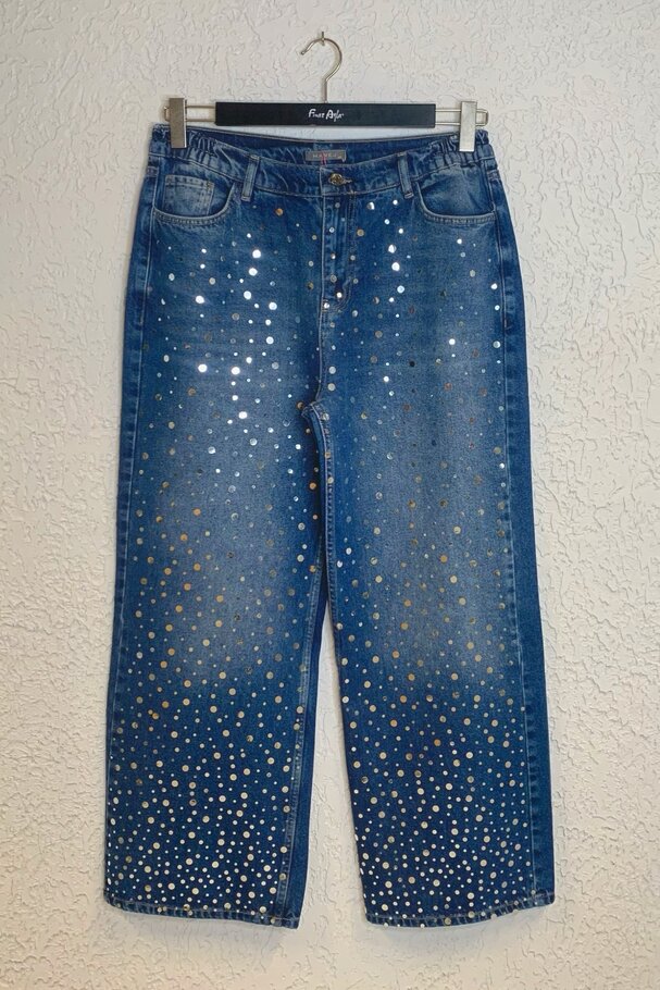 PARA TİPİ TAŞLI DÜZ KESİM JEAN