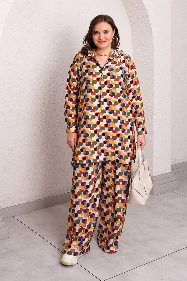 PATTERNED FLOWY HOODED JACKET