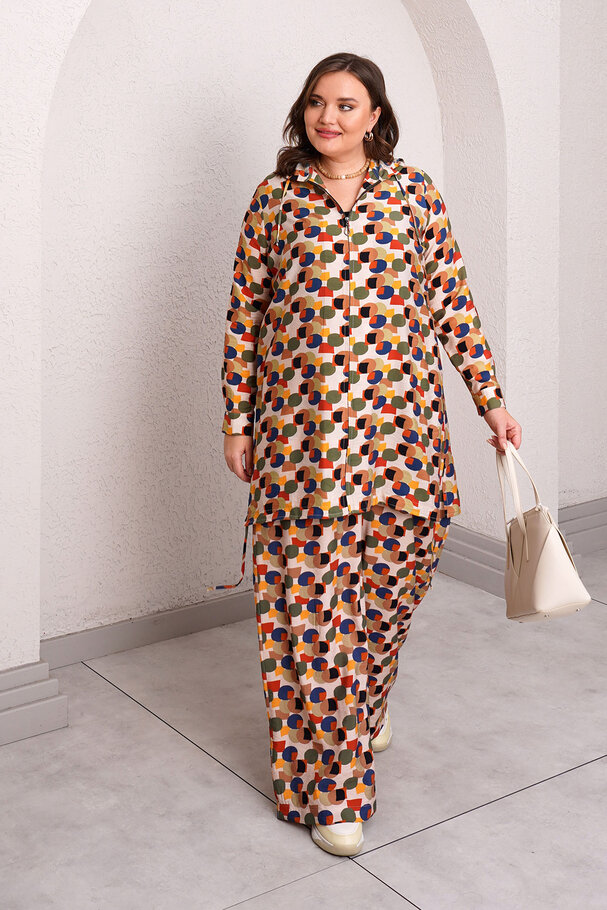 PATTERNED FLOWY HOODED JACKET