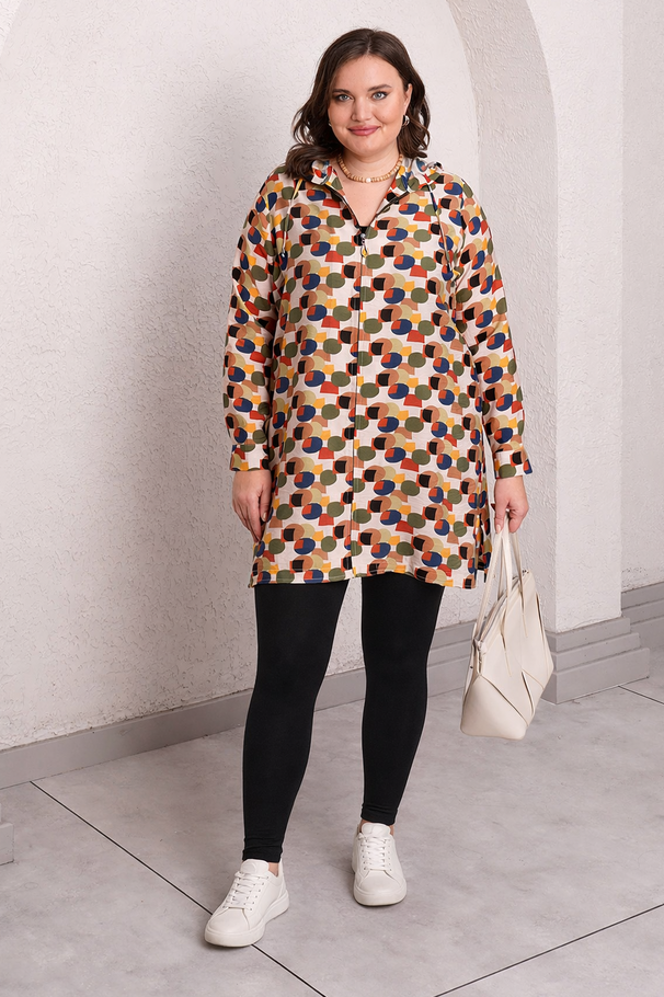 PATTERNED FLOWY HOODED JACKET