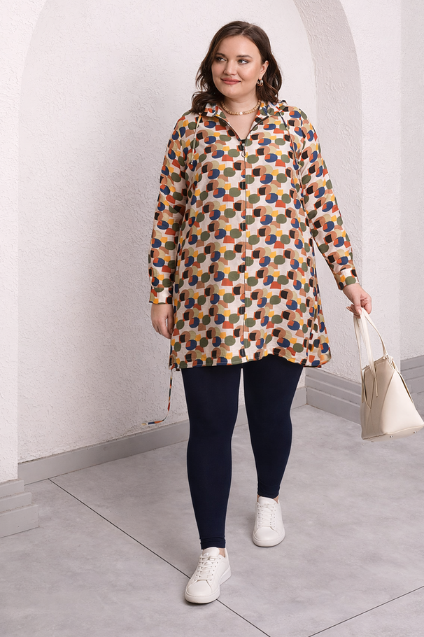 PATTERNED FLOWY HOODED JACKET