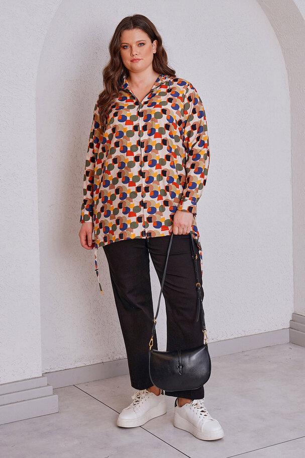 PATTERNED FLOWY HOODED JACKET