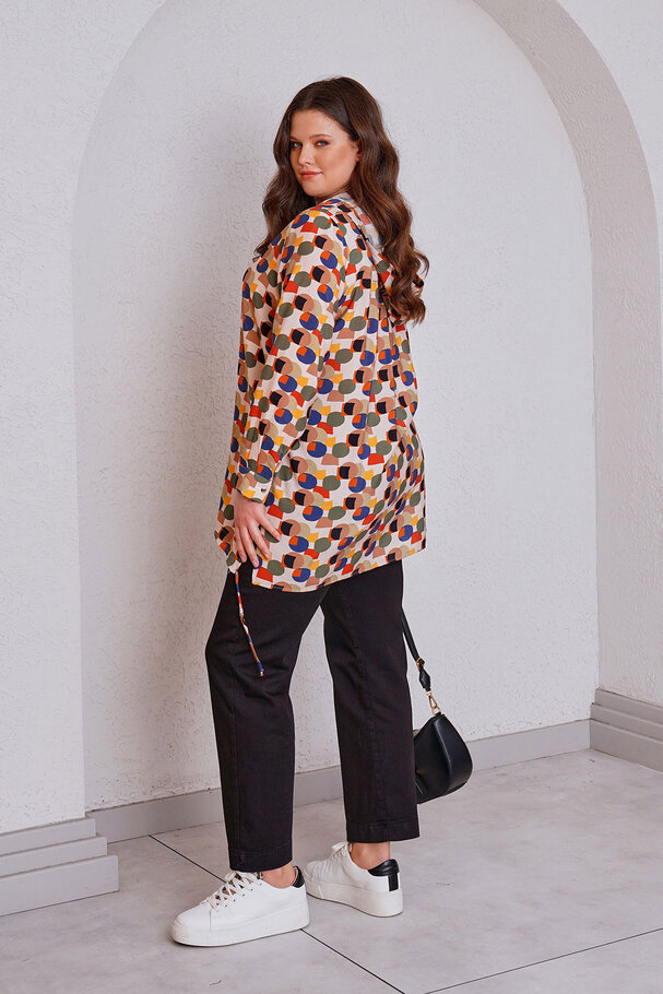 PATTERNED FLOWY HOODED JACKET
