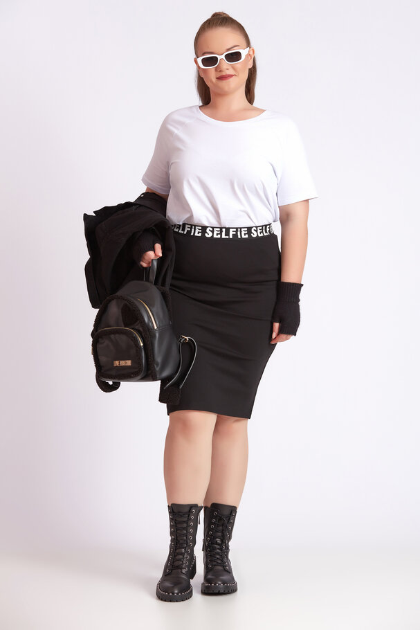 PENCIL SKIRT WITH SLOGAN