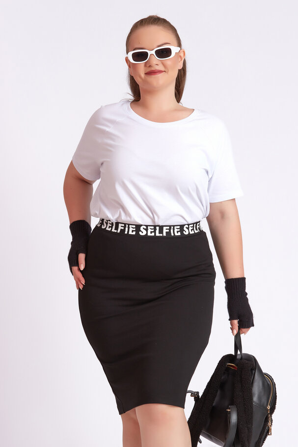 PENCIL SKIRT WITH SLOGAN