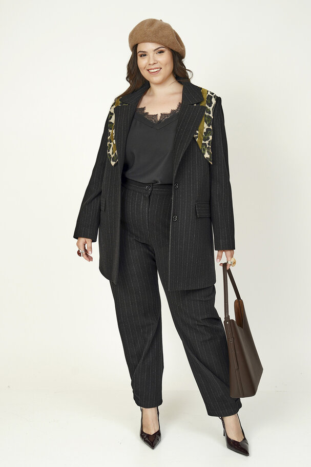 PINSTRIPE WOOL BLEND BLAZER JACKET