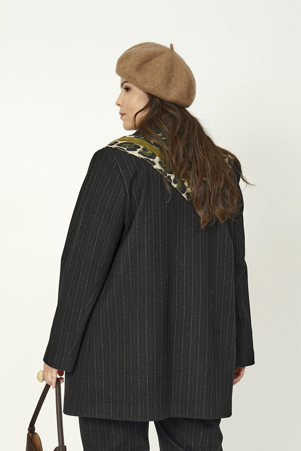 PINSTRIPE WOOL BLEND BLAZER JACKET