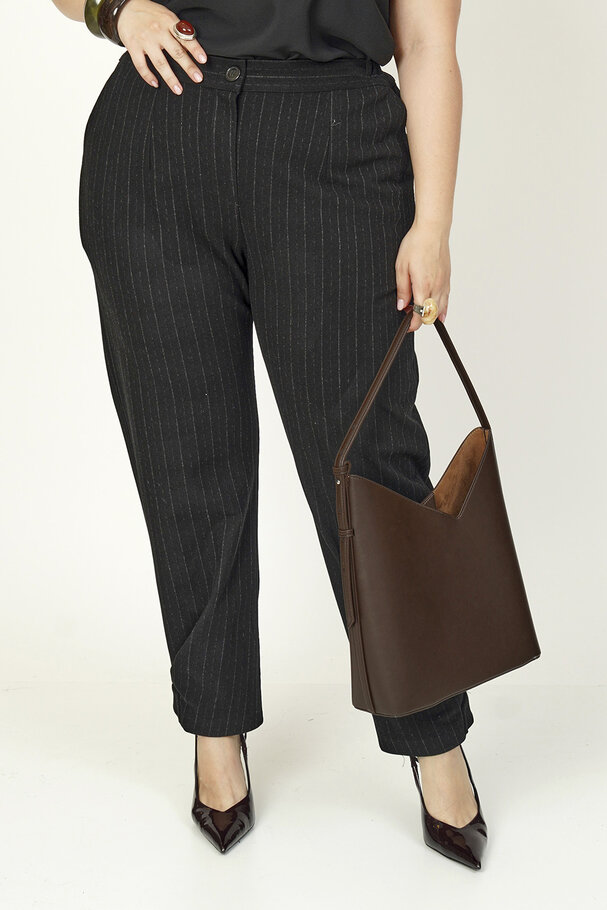 PINSTRIPE WOOL BLEND TROUSERS